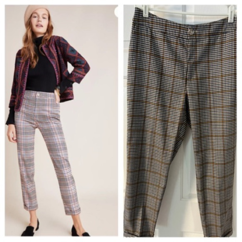 NWT Anthropologie Malcolm Tapered Plaid Trousers